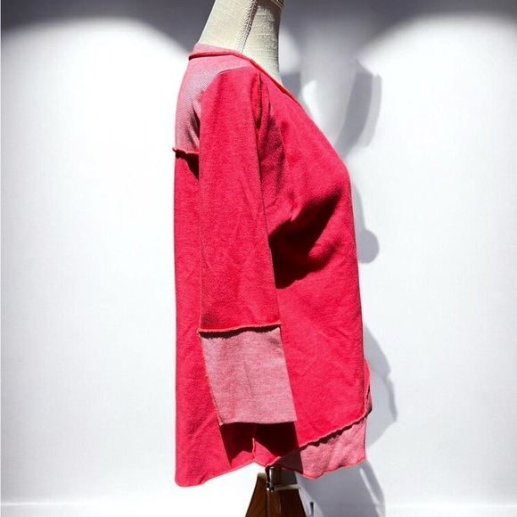 🌻Lulu B Coral V-neck Button Back Pullover Sweatshirt Size Small - Picture 4 of 8